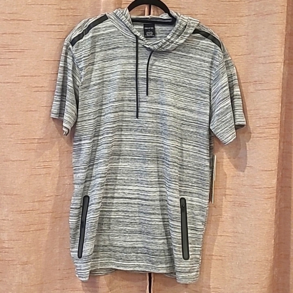 Ring of Fire hoodie tshirt w/ zipper pockets grey NWT sxXL